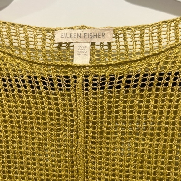 Eileen Fisher Yellow Organic Linen Knit Mesh Box Sweater Top size Medium M boho - Picture 6 of 11